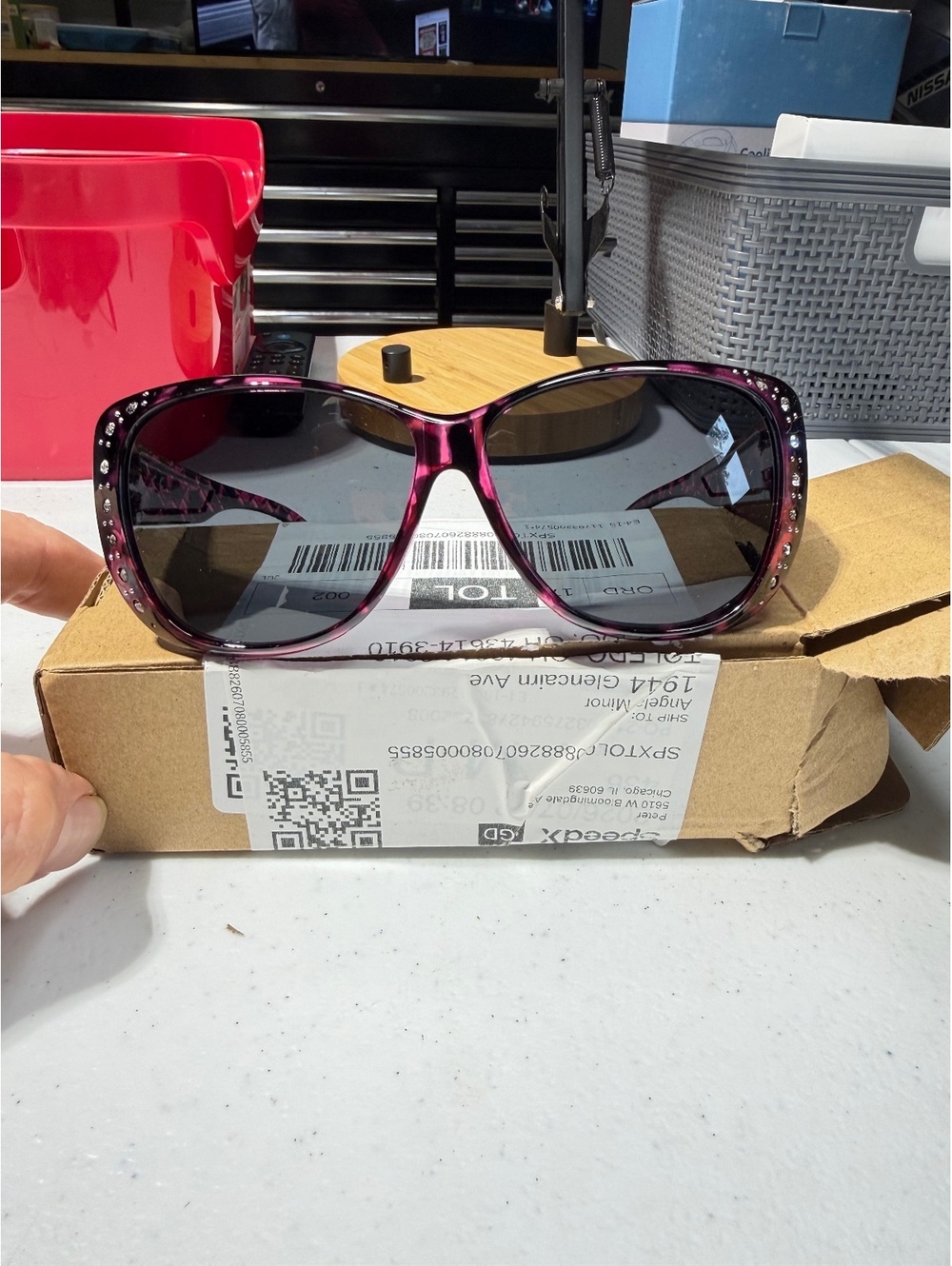 Women's Purple Leopard Print Sunglasses